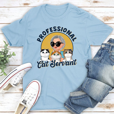 Professional Cat Servant Cartoon - Personalized Custom Unisex T-shirt