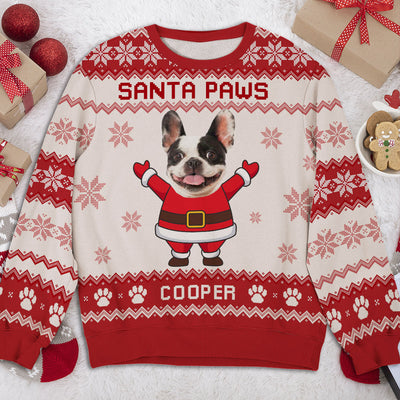 Santa Paws Dog Face - Personalized Custom Photo All-Over-Print Sweatshirt