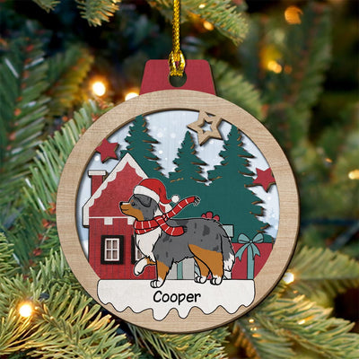 Winter Dog Walking - Personalized Custom 2-layered Wood Ornament