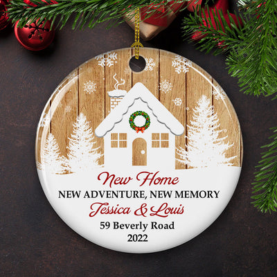 New Home, New Memory - Personalized Custom Circle Ceramic Christmas Ornament