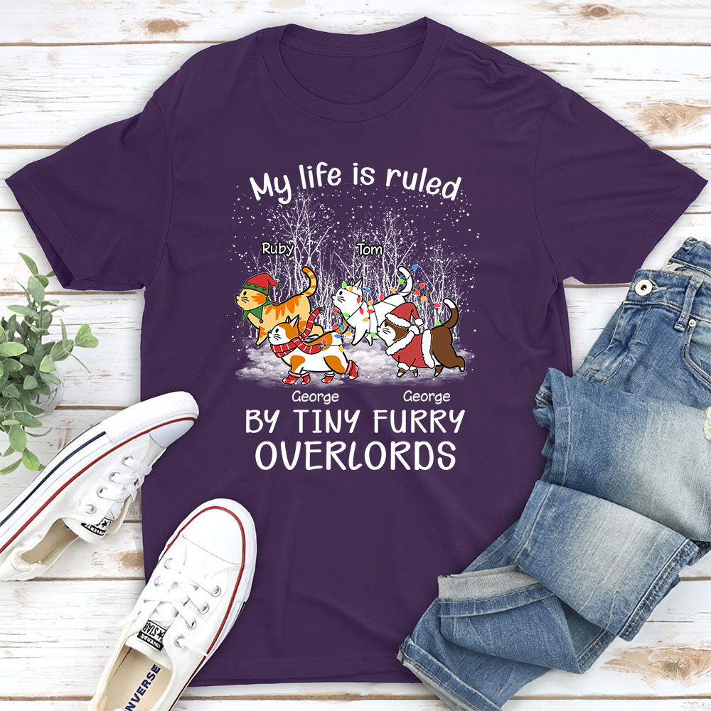Ruled By Furry Overlords Custom Pets Lover Personalized Cats Owner Unisex T-shirt