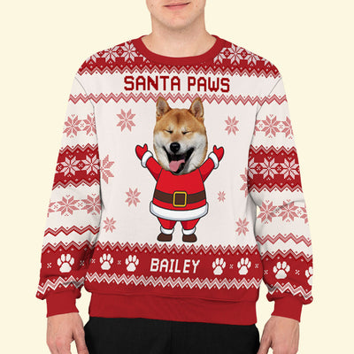 Santa Paws Dog Face - Personalized Custom Photo All-Over-Print Sweatshirt