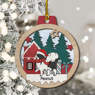 Winter Dog Walking - Personalized Custom 2-layered Wood Ornament