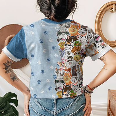 Multi Dog T-shirt Pocket - All-over-print T-shirt