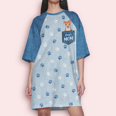 Pocket Dog Mom - Personalized Custom 3/4 Sleeve Dress