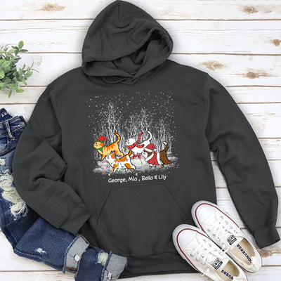 Cat Walking In Snow - Personalized Custom Hoodie