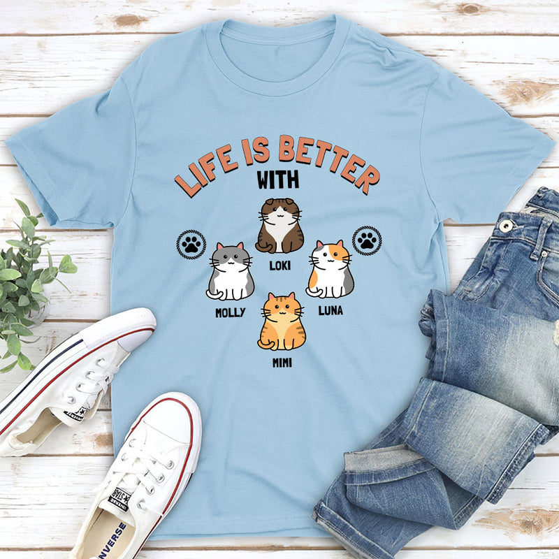 Life With Cats - Personalized Custom Unisex T-shirt