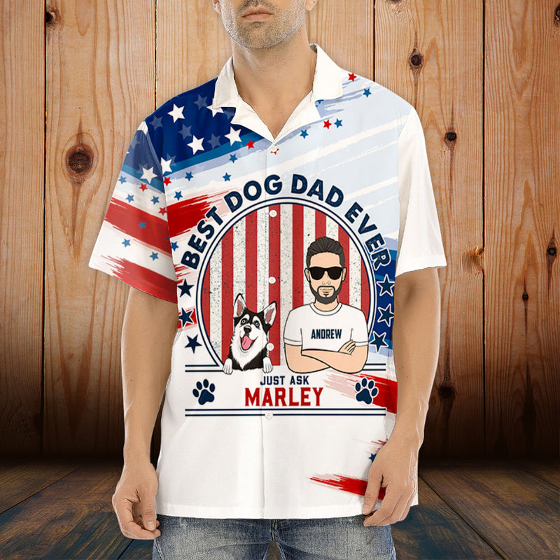 Best American Dog Dad - Personalized Custom Hawaiian Shirt