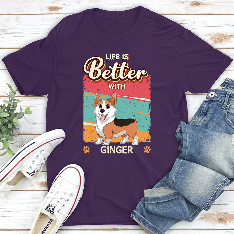 Better With Dog Retro - Personalized Custom Unisex T-shirt