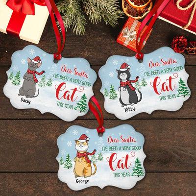 Dear Santa Good Cat - Personalized Custom Aluminum Ornament