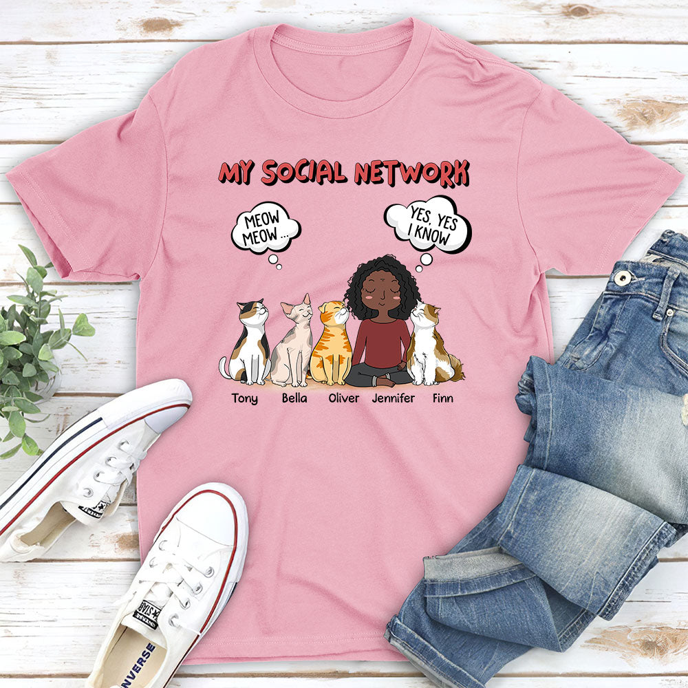 My Social Network Custom Pets Lover Personalized Cats Owner Life Unisex T-shirt