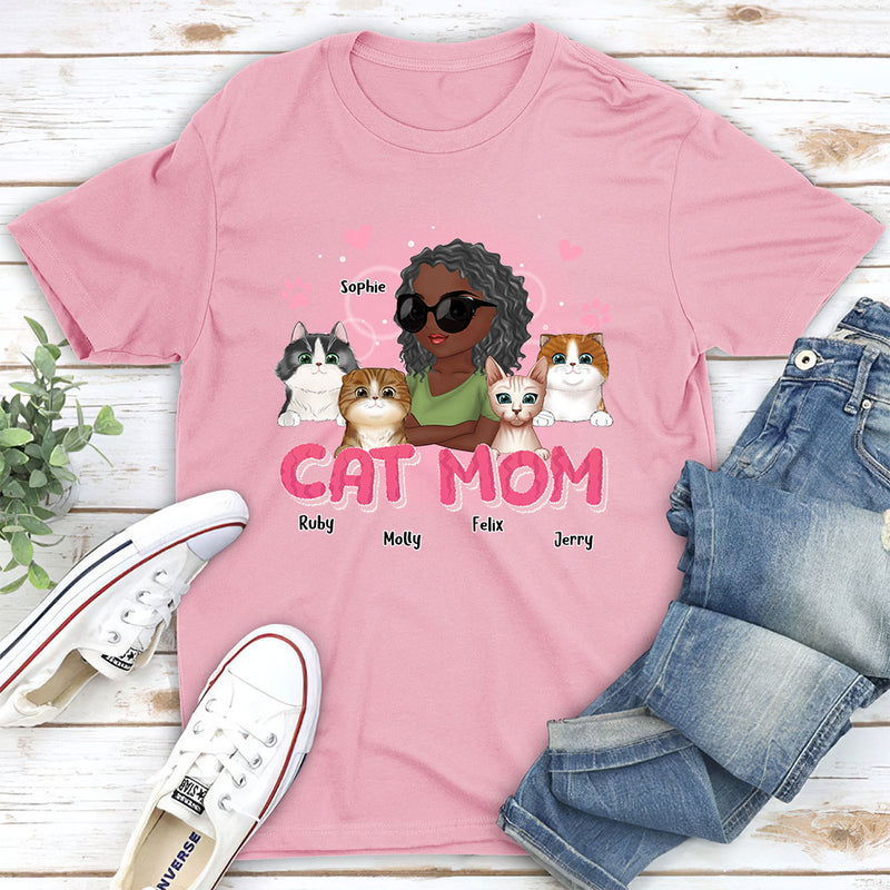 Cat Mom Cartoon - Personalized Custom Unisex T-shirt