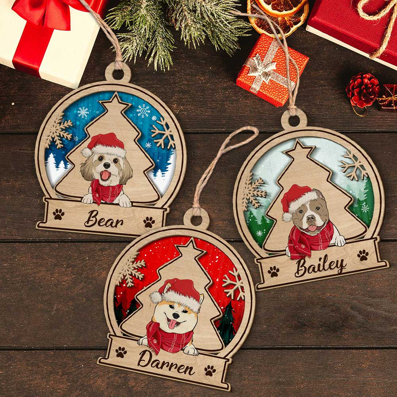 Dog Snowball Ornament - Personalized Custom 2-Layered Wood Ornament