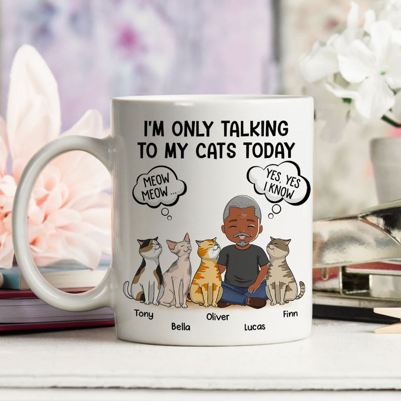 Talking To Cats Cartoon - Personalized Custom Coffee Mug