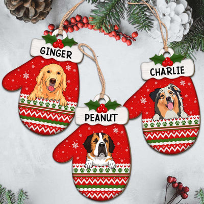 Dog Christmas Glove - Personalized Custom 1-layered Wood Ornament