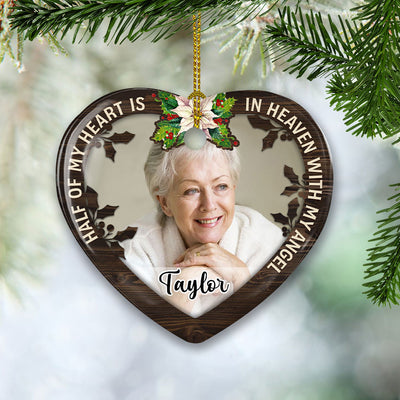 For My Angel - Personalized Custom Heart Ceramic Christmas Ornament