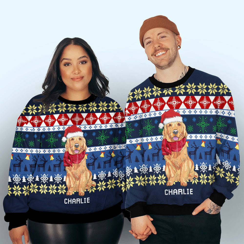 Christmas Dog Personalized Custom All Over Print Sweatshirt PAWSIONATE