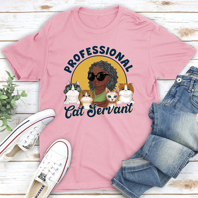 Professional Cat Servant Cartoon - Personalized Custom Unisex T-shirt