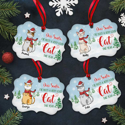 Dear Santa Good Cat - Personalized Custom Aluminum Ornament