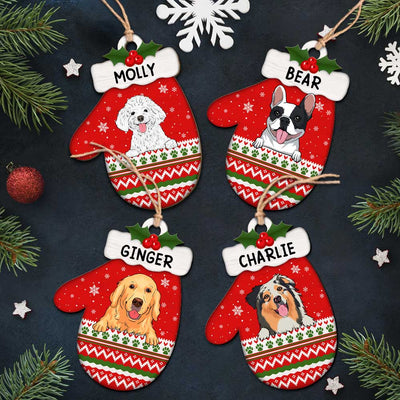 Dog Christmas Glove - Personalized Custom 1-layered Wood Ornament