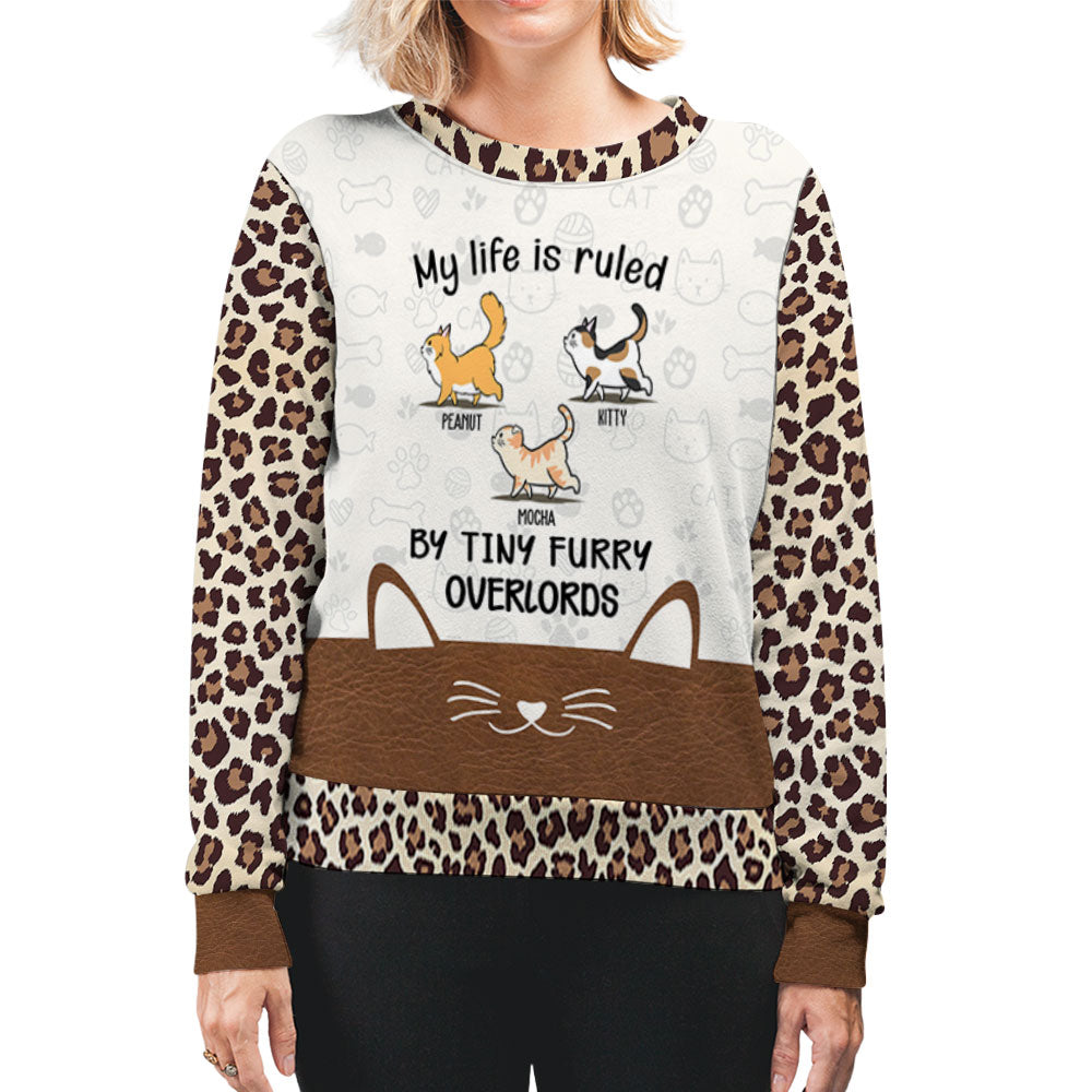 My Life Is Ruled By Cats Christmas Personalized Custom Pet Parent Ugly Sweatshirt