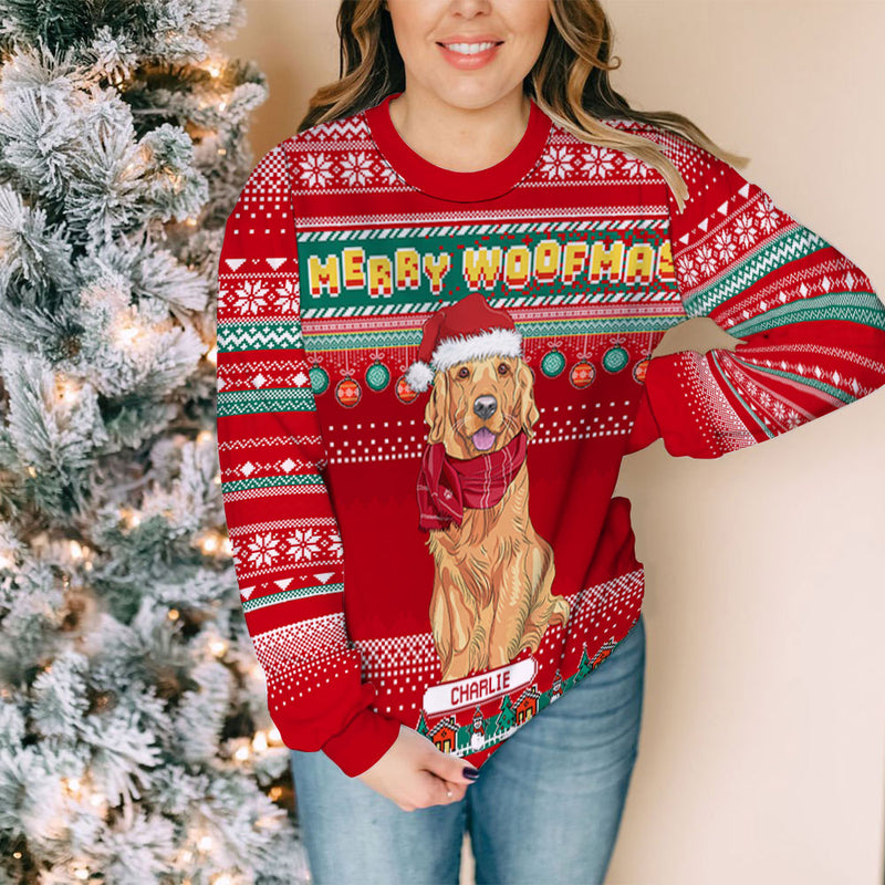 Merry Woofmas From Dog - Personalized Custom All-Over-Print Sweatshirt