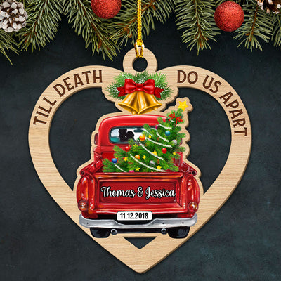 Christmas Heart Car - Personalized Custom 1-layered Wood Ornament