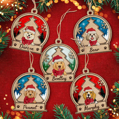 Dog Snowball Ornament - Personalized Custom 2-Layered Wood Ornament