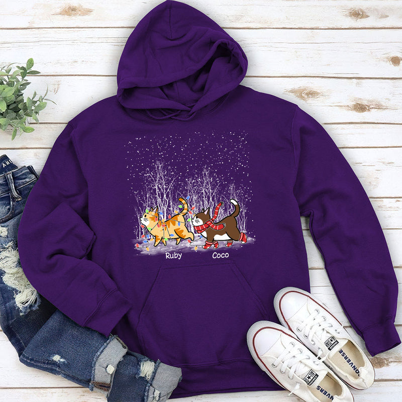 Cat Walking In Snow - Personalized Custom Hoodie