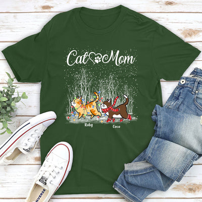 Cat Dad Mom Snow - Personalized Custom Unisex T-shirt