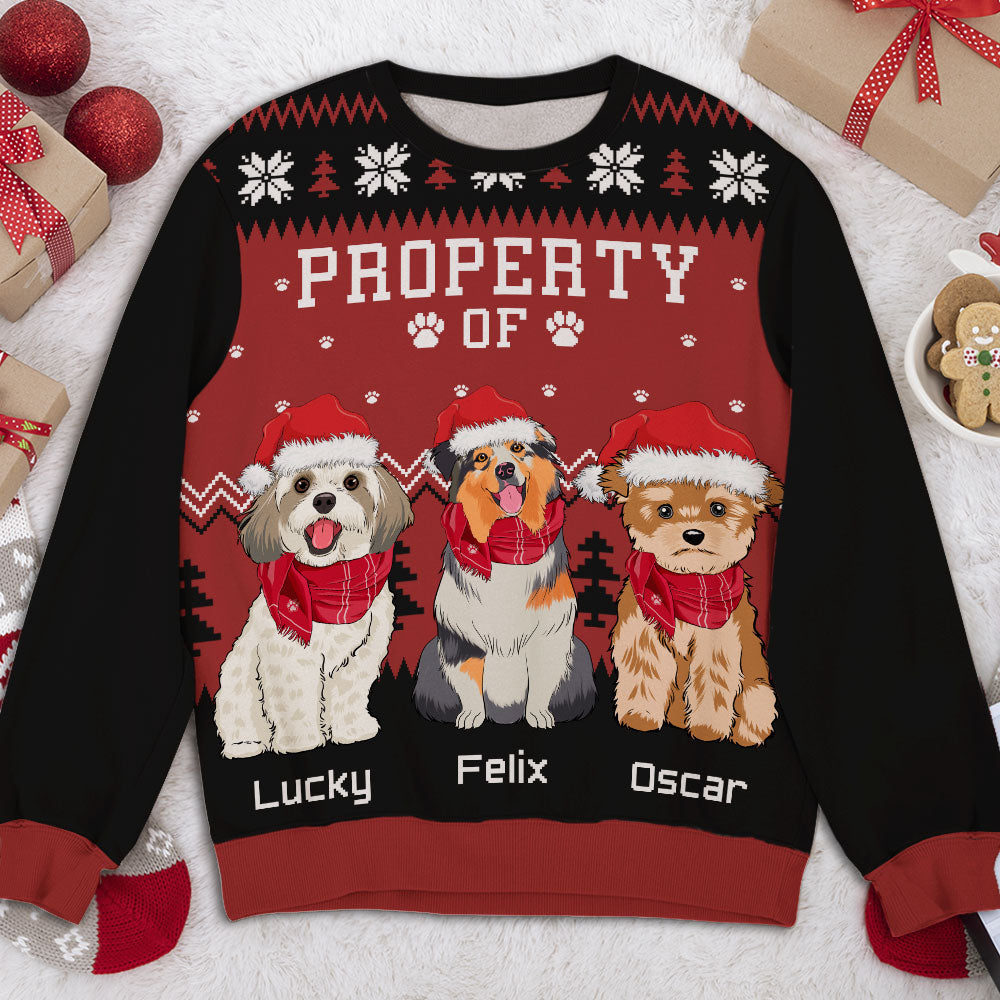 Dog Property Custom Pet Lover Personalized Christmas Ugly Sweatshirt