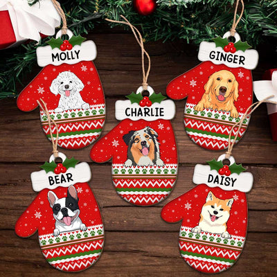 Dog Christmas Glove - Personalized Custom 1-layered Wood Ornament