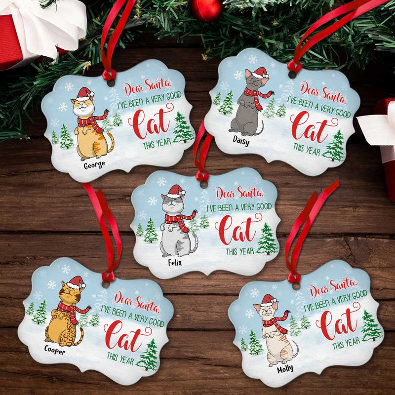 Dear Santa Good Cat - Personalized Custom Aluminum Ornament