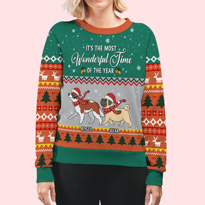 Wonderful Time Walking Dog - Personalized Custom All-Over-Print Sweatshirt