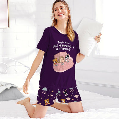 Tonight Plans Peeking Dog - Personalized Custom Short Pajama Set