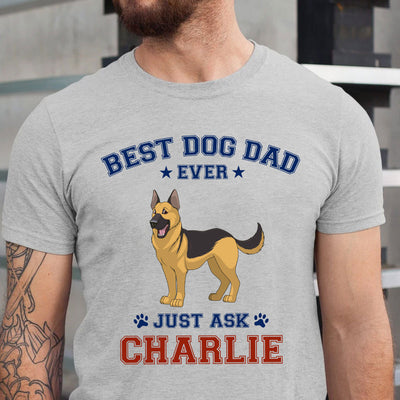 Best Dog Dad Red Blue - Personalized Custom Premium T-shirt