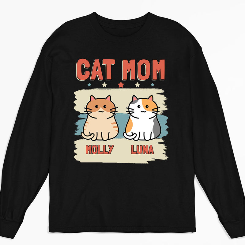 Retro Cat Mom - Personalized Custom Long Sleeve T-shirt