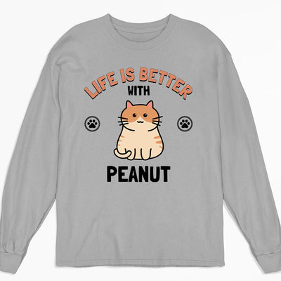 Life With Cats - Personalized Custom Long Sleeve T-shirt