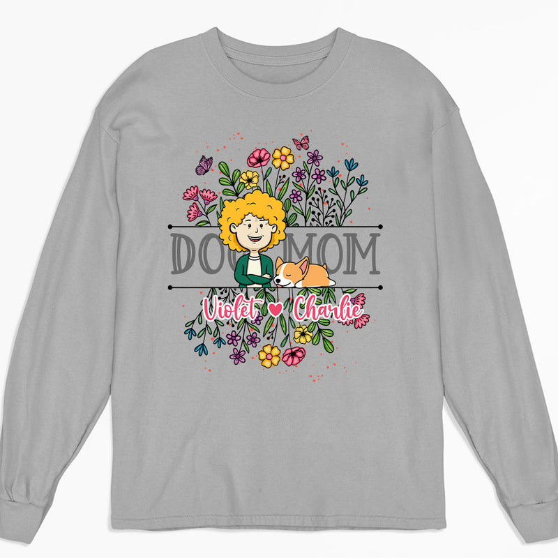 Dog Mom Flower - Personalized Custom Long Sleeve T-shirt