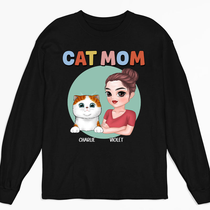 Cat Mom - Personalized Custom Long Sleeve T-shirt