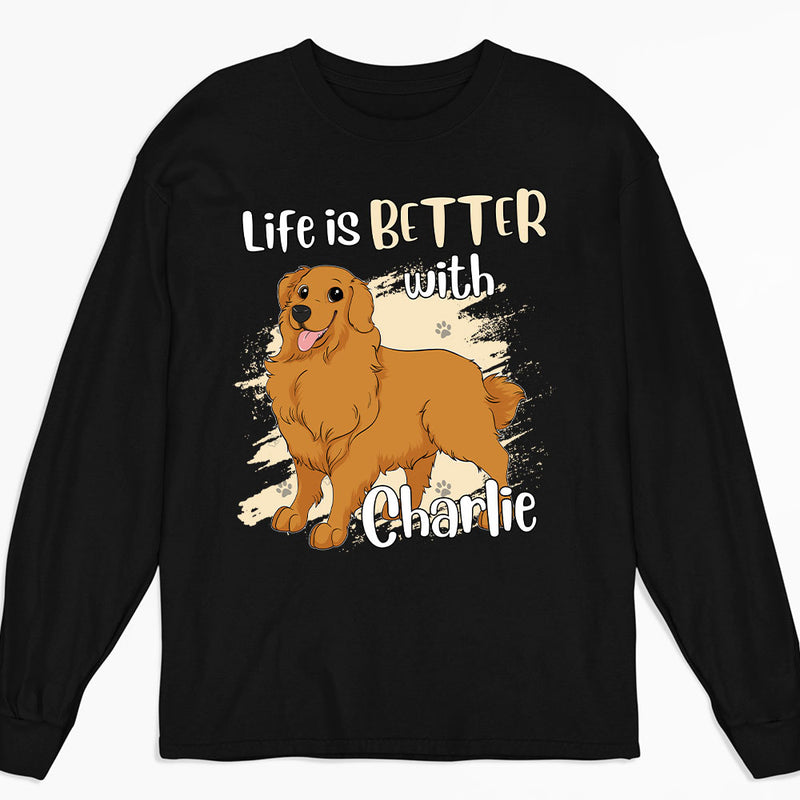 Life With Dog - Personalized Custom Long Sleeve T-shirt