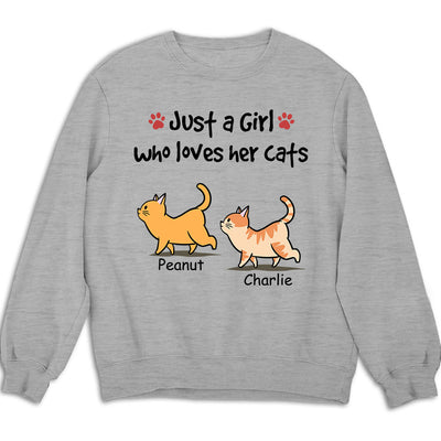 Just A Girl With Cats - Personalized Custom Sweatshirt