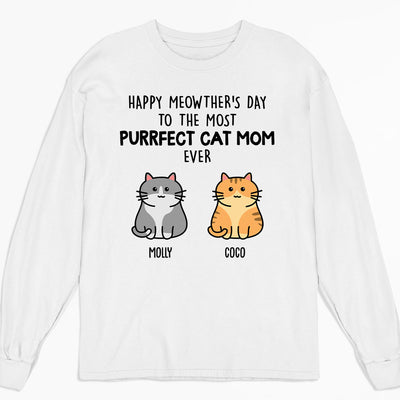 Purrfect Cat Mom - Personalized Custom Long Sleeve T-shirt