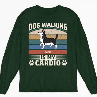 Cardio With Dog Retro - Personalized Custom Long Sleeve T-shirt