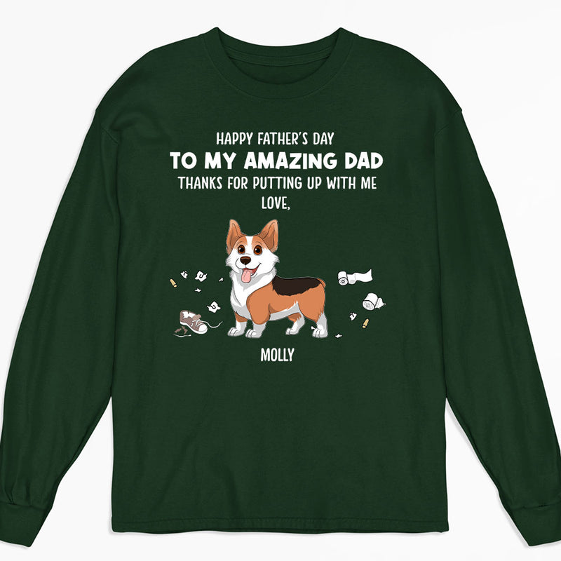 Dog Thanks For Dad - Personalized Custom Long Sleeve T-shirt