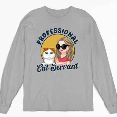 Professional Cat Servant Cartoon - Personalized Custom Long Sleeve T-shirt