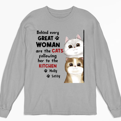 Behind Great Woman - Personalized Custom Long Sleeve