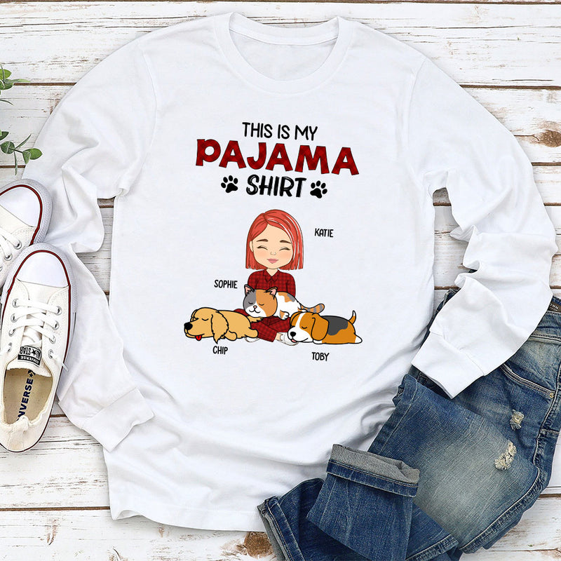 Sleeping Pet Pajama Shirt - Personalized Custom Long Sleeve T-shirt