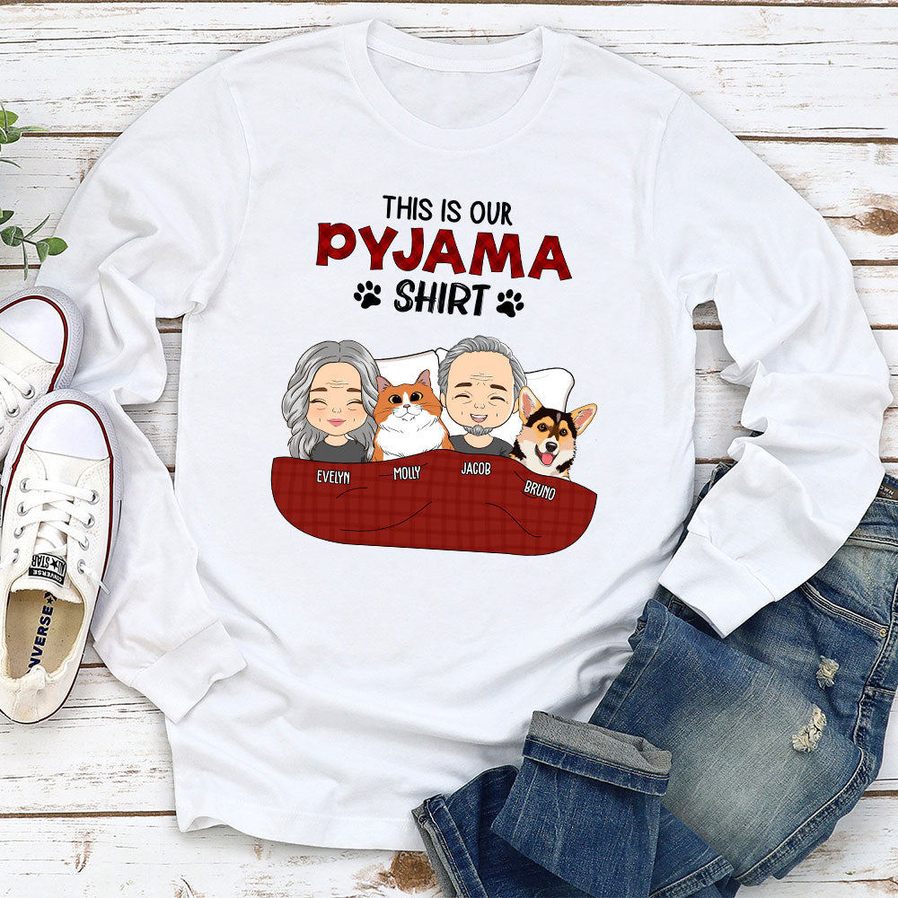 Pyjama Shirt Couple - Personalized Custom Long Sleeve T-shirt