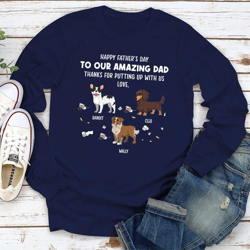 Dog Thanks For Dad - Personalized Custom Long Sleeve T-shirt